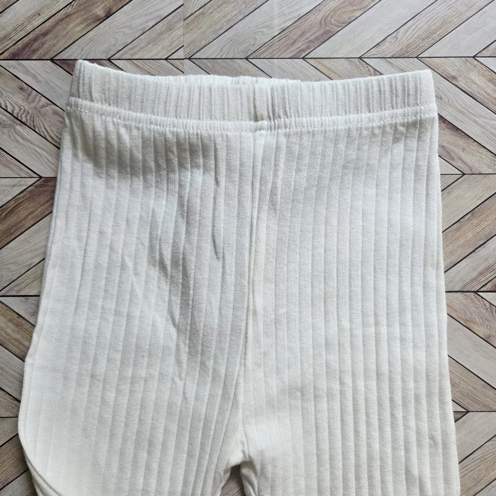 Baby Girl Bootcut Ribbed Knit White Legging Cotton Blend Slim Fit Pant Bottom